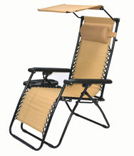 Load image into Gallery viewer, Zero gravity Chair lounge outdoor patio Canopy Sunshade Cup Holder Tan Beige