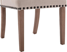 Load image into Gallery viewer, SET OF TWO Tufted High Back Accent Upholstered Padded Dining Room Chairs Side Solid Wood - Nail Trim Linen Beige
