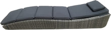 Load image into Gallery viewer, Outdoor Foldable Chaise Pool Lounge Chair Folding Wicker Rattan Sun Bed Patio Couch Reclining Lounger Adjustable Padded Backrest Pillow Grey