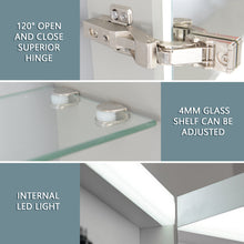Load image into Gallery viewer, 20\'\'x 30\'\'LED Lighted Bathroom Medicine Cabinet with Mirror, Surface Lighted Medicine Cabinet,Dimmable,Adjustable Shelves,Intelligent Switch Medicine Cabinet, Aluminum Frame,Right opening door