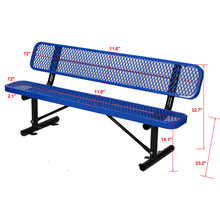 Load image into Gallery viewer, 6 ft. Outdoor Steel Bench with Backrest BLUE