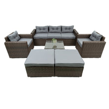 Load image into Gallery viewer, 6 Piece Patio Rattan Wicker Outdoor Furniture Conversation Sofa Set with Removeable Cushions and Temper glass TableTop