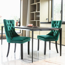 Load image into Gallery viewer, A&A Furniture,Nikki Collection Modern, High-end Tufted Solid Wood Contemporary Velvet Upholstered Dining Chair with Wood Legs Nailhead Trim, Set of 2,Green