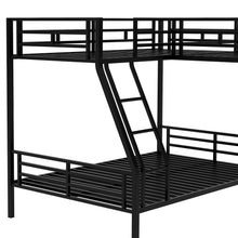 Load image into Gallery viewer, Twin over Full Bunk Bed with a Twin Size Loft Bed attached, with a Desk, Metal, Black