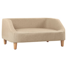 Load image into Gallery viewer, 32" Beige Pet Sofa, Dog Sofa, Cat sofa, Cat Bed, Pet Bed, Dog Bed, Cat Bed, rectangle sofa with movable cushion, with wood style foot