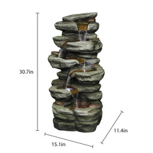 Load image into Gallery viewer, 5-Tier Rock Water Fountain with LED Rockery Cascading Outdoor Waterfall Fountain