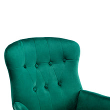 Load image into Gallery viewer, Hengming Accent Chair Modern Tufted Button Wingback Vanity Chair with Arms Upholstered Tall Back Desk Chair with Metal Legs for Living Room Bedroom Waiting Room(Green)