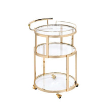 Load image into Gallery viewer, ACME Madelina Serving Cart, Gold & Clear Glass 98286