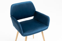 Load image into Gallery viewer, Velet Upholstered Side Dining Chair with Metal Leg(Blue velet+Beech Wooden Printing Leg),KD backrest