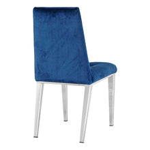 Load image into Gallery viewer, Modern luxury home furniture dinning room chairs chrome legs Blue velvet fabric dining chairs(Set of 2)
