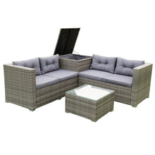 Load image into Gallery viewer, 4 Piece Patio Sectional Wicker Rattan Outdoor Furniture Sofa Set with Storage Box Grey