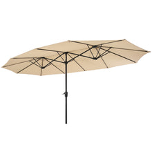 Load image into Gallery viewer, 15x9ft Large Double-Sided Rectangular Outdoor Twin Patio Market Umbrella w/Crank-tan