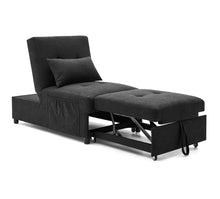 Load image into Gallery viewer, Folding Ottoman Sleeper Sofa Bed, 4 in 1 Function, Work as Ottoman, Chair ,Sofa Bed and Chaise Lounge for Small Space Living, Black (44” x 26” x 33”H)