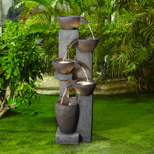 Load image into Gallery viewer, 5-Tier Floor Standing Outdoor Water Fountains for Garden Patio Deck with LED