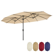 Load image into Gallery viewer, 15x9ft Large Double-Sided Rectangular Outdoor Twin Patio Market Umbrella w/Crank-tan