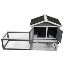 Load image into Gallery viewer, 2-Tier Rabbit Hutch with Large Removable Run, Outdoor Bunny Cage for Backyard, Solid Wood Pet House, Gray and White