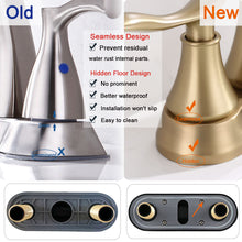 Load image into Gallery viewer, 2-Handle 4-Inch Brushed Gold Bathroom Faucet, Bathroom Vanity Sink Faucets with Pop-up Drain and Supply Hoses