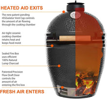 Load image into Gallery viewer, TOOPO 24inch Barbecue Charcoal Grill, Ceramic Kamado Grill with Side Table, Suitable for Camping and Picnic,Black