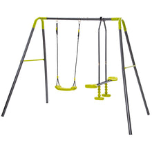 Load image into Gallery viewer, 2 in 1 Metal Swing Set for Backyard, Heavy Duty A-Frame, Height Adjustment