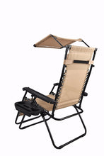 Load image into Gallery viewer, Outdoor Zero Gravity Chair Case Lounge Outdoor Patio Beach Yard Garden Canopy Sunshade Utility Tray Cup Holder Tan Beige Two Pack