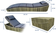 Load image into Gallery viewer, Outdoor Foldable Chaise Pool Lounge Chair Folding Wicker Rattan Sun Bed Patio Couch Reclining Lounger Adjustable Padded Backrest Pillow Grey