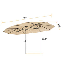 Load image into Gallery viewer, 15x9ft Large Double-Sided Rectangular Outdoor Twin Patio Market Umbrella w/Crank-tan