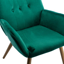 Load image into Gallery viewer, Hengming Accent Chair Modern Tufted Button Wingback Vanity Chair with Arms Upholstered Tall Back Desk Chair with Metal Legs for Living Room Bedroom Waiting Room(Green)