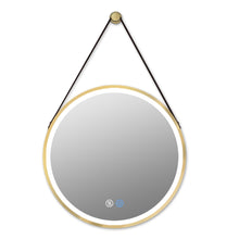 Load image into Gallery viewer, 32 Inch Golden Round Frame with Lamp Hanging Bathroom Mirror