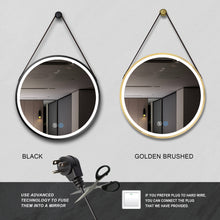 Load image into Gallery viewer, 24 Inch Black Round Frame with Lamp Hanging Bathroom Mirror