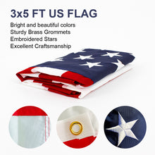 Load image into Gallery viewer, 3x5 FT 210D Polyester American Flag, Embroidered Stars, Sewn Stripes, Brass Grommets US Flag Outdoor USA Flags