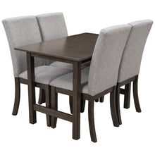 Load image into Gallery viewer, TOPMAX Farmhouse 5-Piece Wood Dining Table Set for 4, Kitchen Furniture Set with 4 Upholstered Dining Chairs for Small Places, Gray Table+Gray Chair