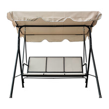 Load image into Gallery viewer, 3-Seater Outdoor Adjustable Canopy Porch Swing Chair for Patio, Garden, Poolside, Balcony w/Armrests, Textilene Fabric, Steel Frame