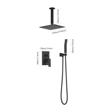 Load image into Gallery viewer, 10 Inches Matte Black Shower Set System Bathroom Luxury Rain Mixer Shower Combo Set Ceiling Mounted Rainfall Shower Head Faucet (Contain Shower Faucet Rough-In Valve Body and Trim)