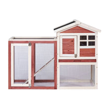 Load image into Gallery viewer, 48 in. Large Chicken Coop Wooden Rabbit Hutch Auburn and White