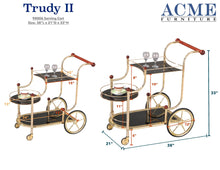 Load image into Gallery viewer, ACME Lacy Serving Cart, Gold Plated, Cherry Wood & Black Glass 98006