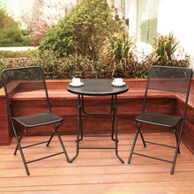 Load image into Gallery viewer, 3-Piece Patio Bistro Set, Metal Folding Outdoor Patio Furniture Sets, Stainless Steel Patio Conversation Set with Folding Patio Round Table and Chairs for Yard, Garden or Balcony