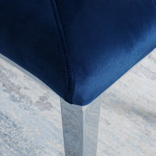 Load image into Gallery viewer, Modern luxury home furniture dinning room chairs chrome legs Blue velvet fabric dining chairs(Set of 2)