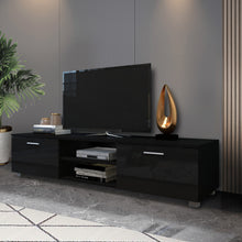 Load image into Gallery viewer, Black TV Stand for 70 Inch TV Stands, Media Console Entertainment Center Television Table, 2 Storage Cabinet with Open Shelves for Living Room Bedroom