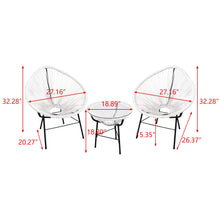 Load image into Gallery viewer, 3 Pieces Patio Furniture Set Outdoor All Weather Hand-Woven PE Rattan Conversation Bistro Sets 2 Chairs with Glass Top Coffee Table Sets for Backyard, Livingroom, Balcony (White)