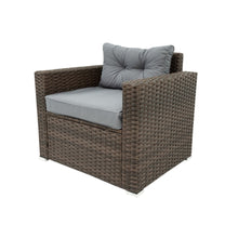 Load image into Gallery viewer, 6 Piece Patio Rattan Wicker Outdoor Furniture Conversation Sofa Set with Removeable Cushions and Temper glass TableTop
