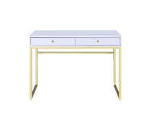 Load image into Gallery viewer, ACME Coleen Vanity Desk in White & Brass Finish AC00891