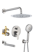 Load image into Gallery viewer, Tub Shower Faucets Sets Complete Bathtub Faucet Set Brushed Nickel Bathtub Shower System with Tub Spout, Bathroom Tub and Shower Faucet Combo Trim Kit with Rough-in Valve