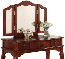 Load image into Gallery viewer, Bedroom Vanity Set w Foldable Mirror Stool Drawers Cherry Color Vintage Classic Furniture MDF Rubber wood