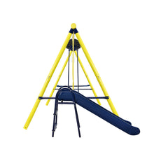 Load image into Gallery viewer, 5 in 1 Outdoor Tolddler Swing Set for Backyard, Playground Swing Sets with Steel Frame, Swing n\' Silde Playset for Kids with Seesaw Swing, Basketball Hoop