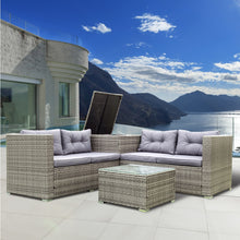 Load image into Gallery viewer, 4 Piece Patio Sectional Wicker Rattan Outdoor Furniture Sofa Set with Storage Box Grey