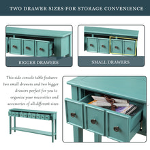 Load image into Gallery viewer, TREXM Rustic Entryway Console Table, 60" Long Sofa Table with two Different Size Drawers and Bottom Shelf for Storage (Blue)