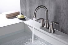 Load image into Gallery viewer, 2-Handle 4-Inch Brushed Nickel Bathroom Faucet, Bathroom Vanity Sink Faucets with Pop-up Drain and Supply Hoses