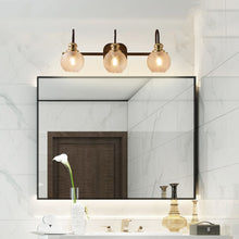 Load image into Gallery viewer, 3 Light Modern Bathroom Vanity Light Fixture, Black Vanity Lights Fixture,Wall Sconces with Clear Glass Shades for Indoor Hallway Living Room Bathroom Over Mirror