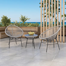 Load image into Gallery viewer, 3 Pieces Patio Furniture Set Outdoor All Weather Hand-Woven PE Rattan Conversation Bistro Sets 2 Chairs with Glass Top Coffee Table Sets for Backyard Livingroom Balcony (Gray)
