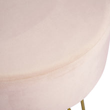 Load image into Gallery viewer, 17.7" Pink and Gold Decorative Round Shaped Ottoman with Metal Legs